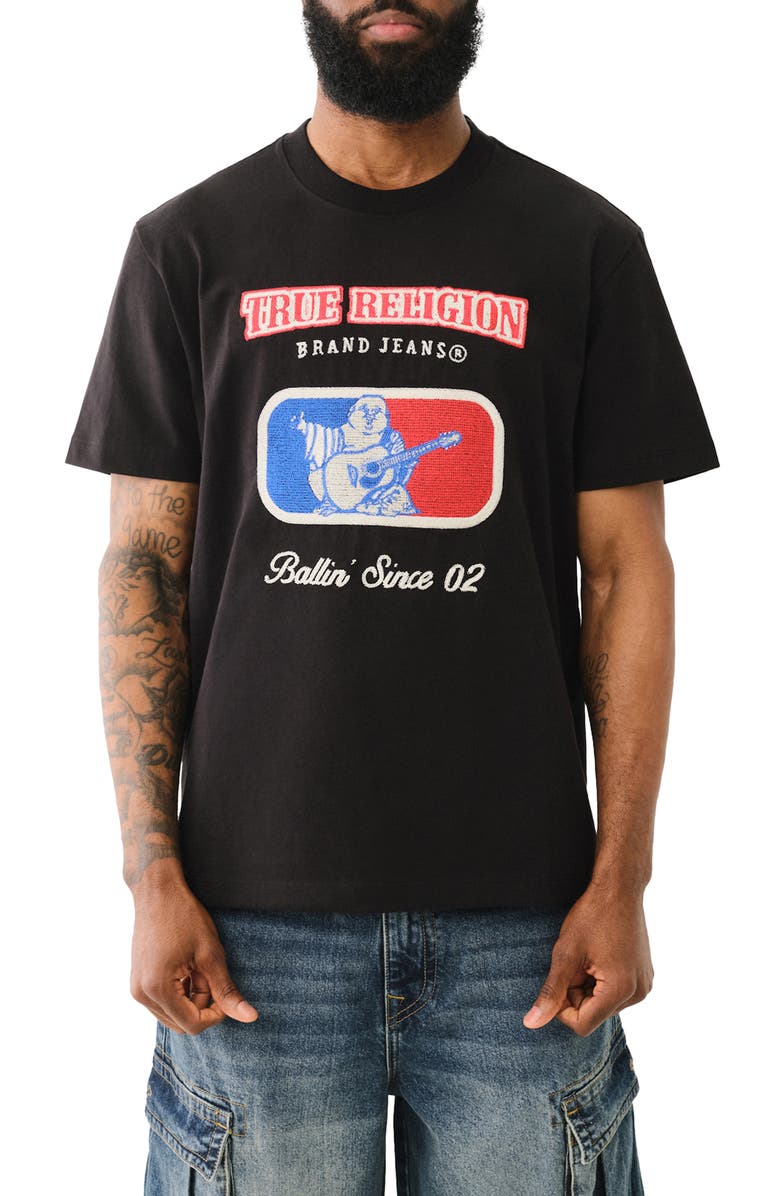 True Religion League T-Shirt, Main, color, Jet Black