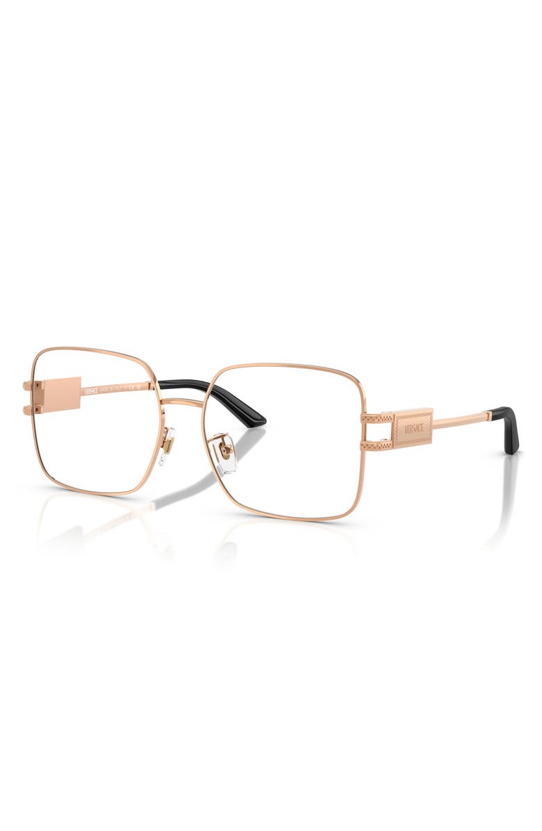 Versace 56mm Square Optical Glasses, Alternate, color, Rose Gold