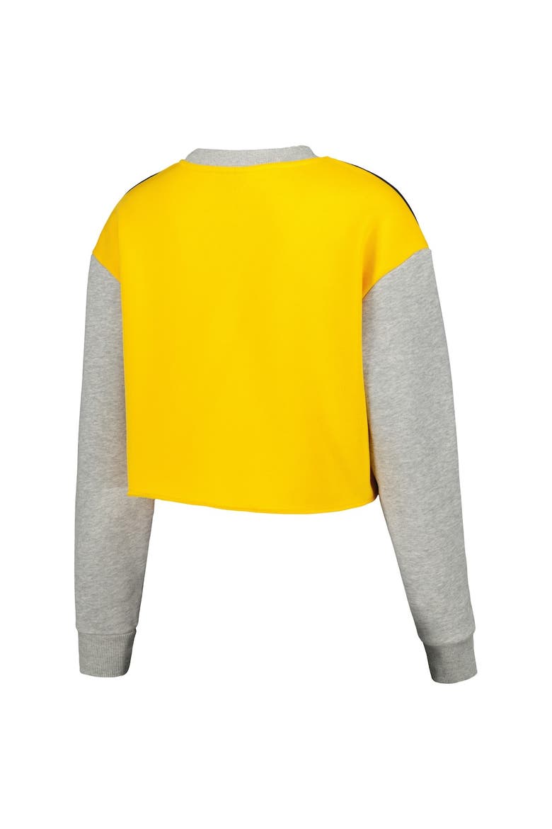 Women's Hype and Vice Navy Michigan Wolverines Colorblock Rookie Crew Pullover Sweatshirt, Alternate, color, Navy
