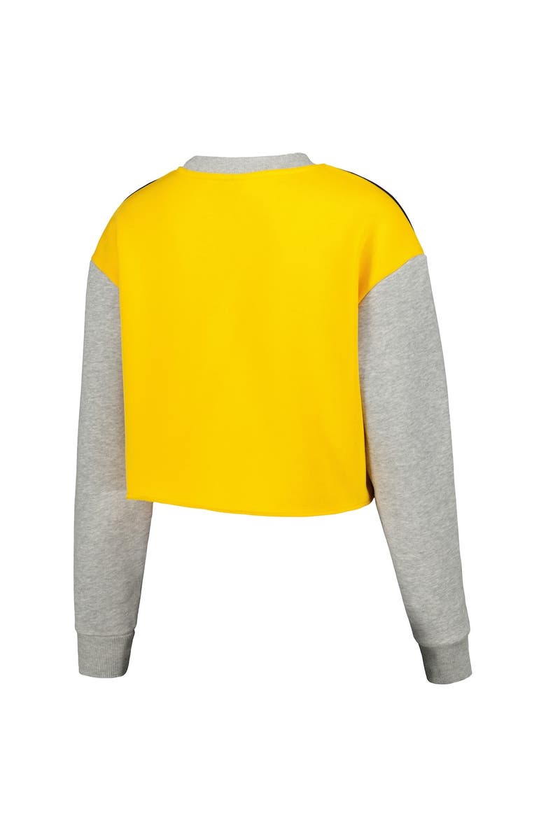 Hype and Vice Women's Hype and Vice Navy Michigan Wolverines Colorblock Rookie Crew Pullover Sweatshirt, Alternate, color, Navy