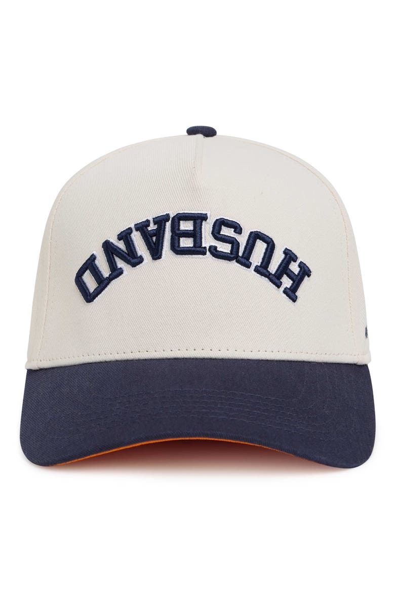 Husband Collegiate Trucker Hat, Main, color, Navy