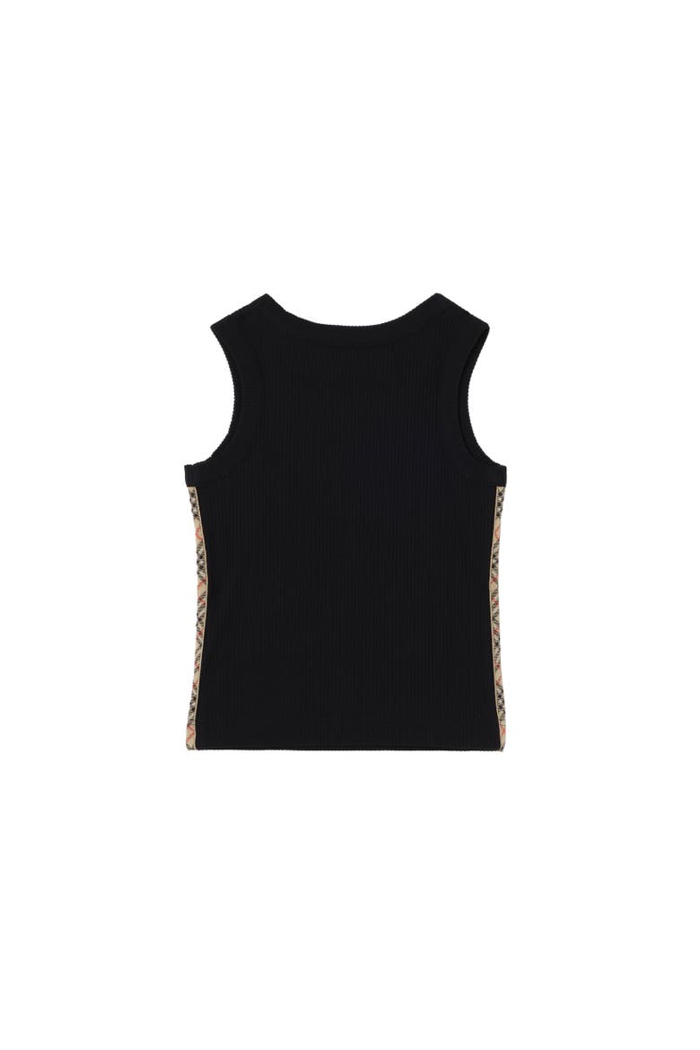 Check Trim Stretch Cotton Vest, Alternate, color, Black