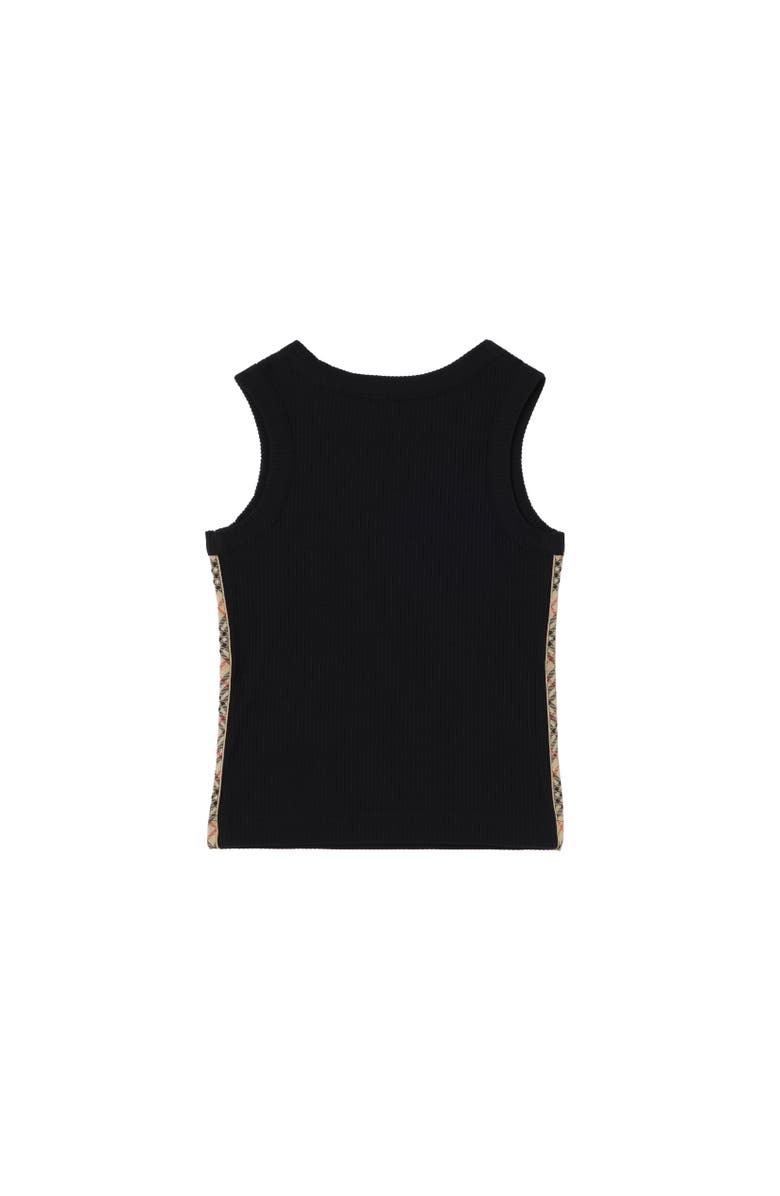 Burberry Check Trim Stretch Cotton Vest, Alternate, color, Black
