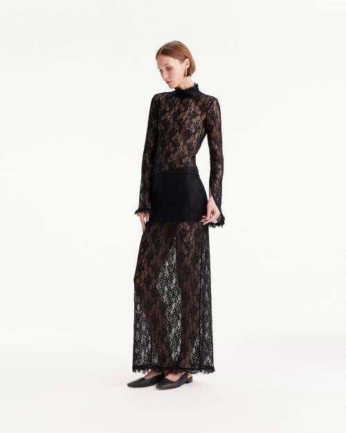 Shop Theo The Label Artemis Lace Mockneck Top In Black