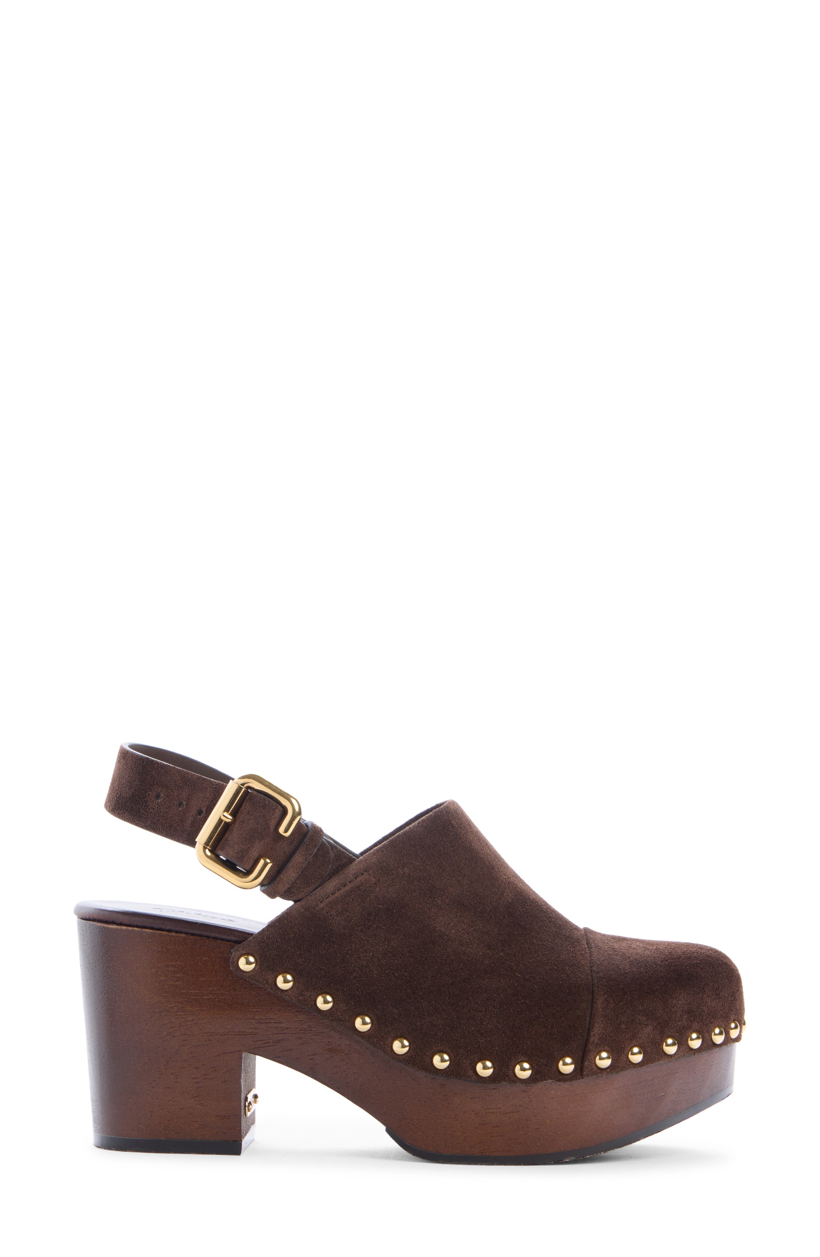 Chloé Jeannette Slingback Platform Clog, Alternate, color, Chocolate Brown
