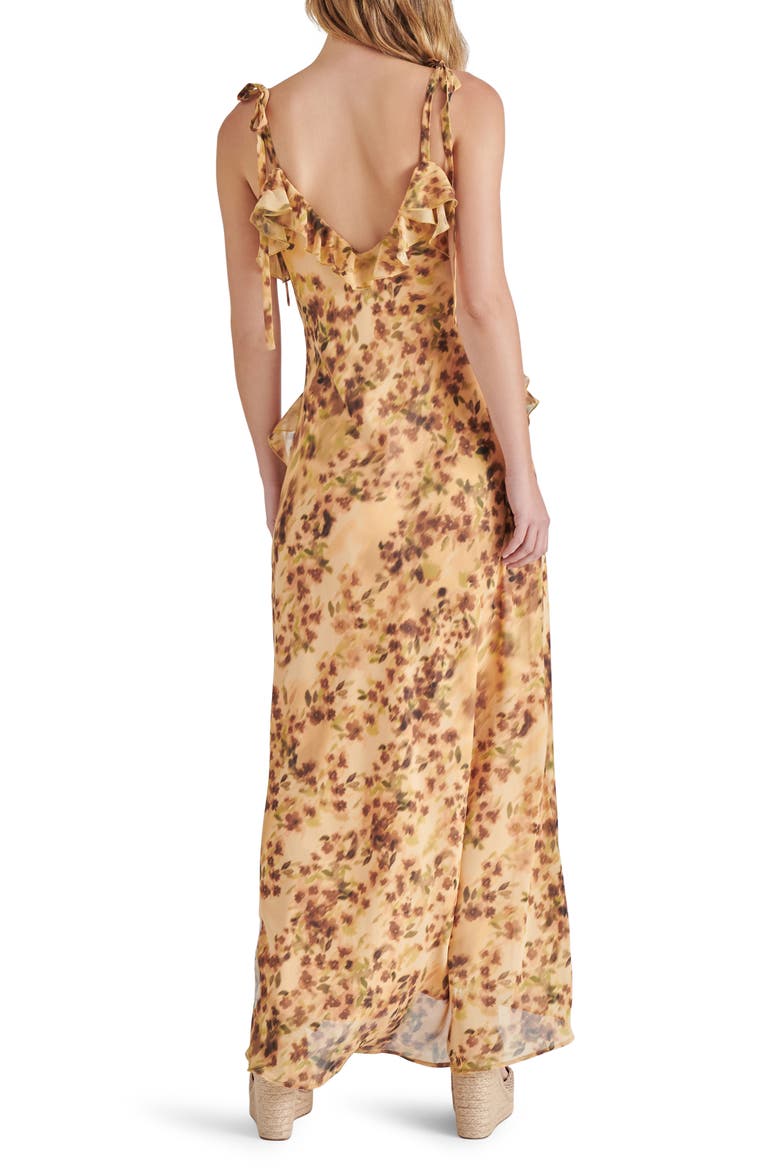 Adalina Floral Ruffle Chiffon Maxi Dress, Alternate, color, WHEAT