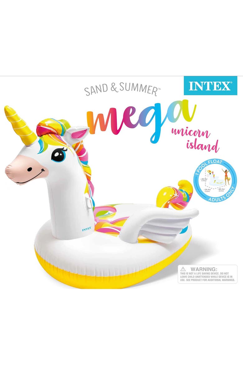 Mega Unicorn 99" x 64" x 57" Inflatable Pool Island Float, Alternate, color, Multicolored