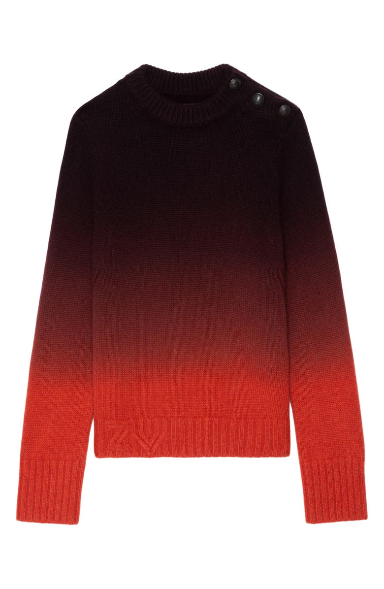 Zadig & Voltaire Malty Dip Dye Cashmere Crewneck Sweater, Alternate, color, Tangerine