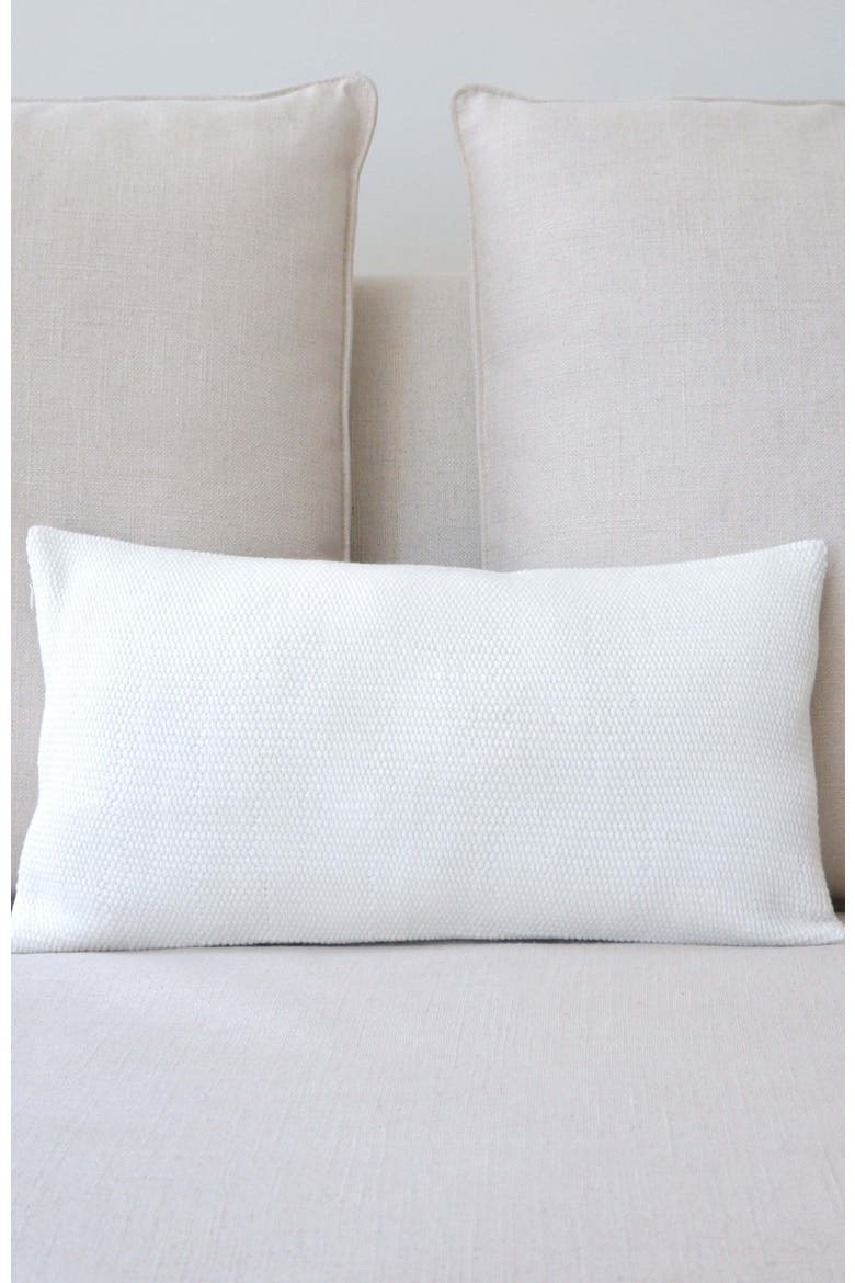 Solid Lumbar Pillow in Black Pima Cotton, Alternate, color, Ivory