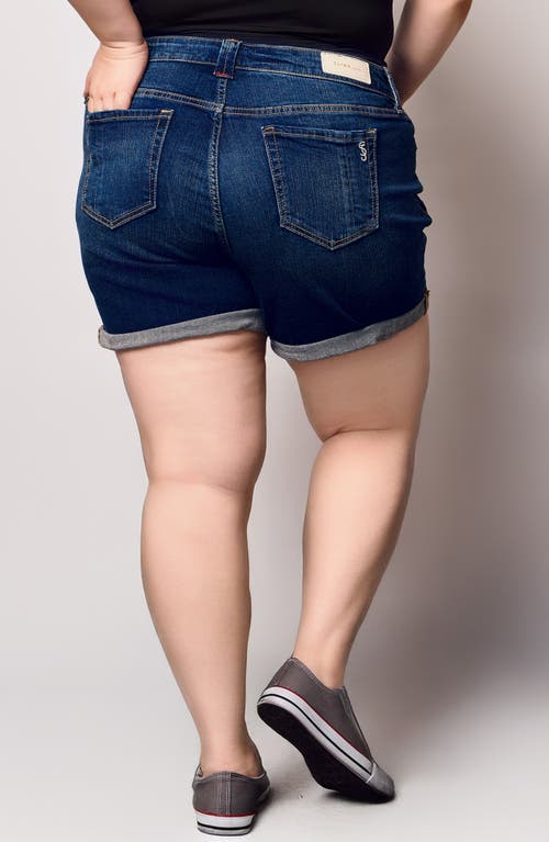 Slink Jeans Cuffed Denim Shorts In Blue