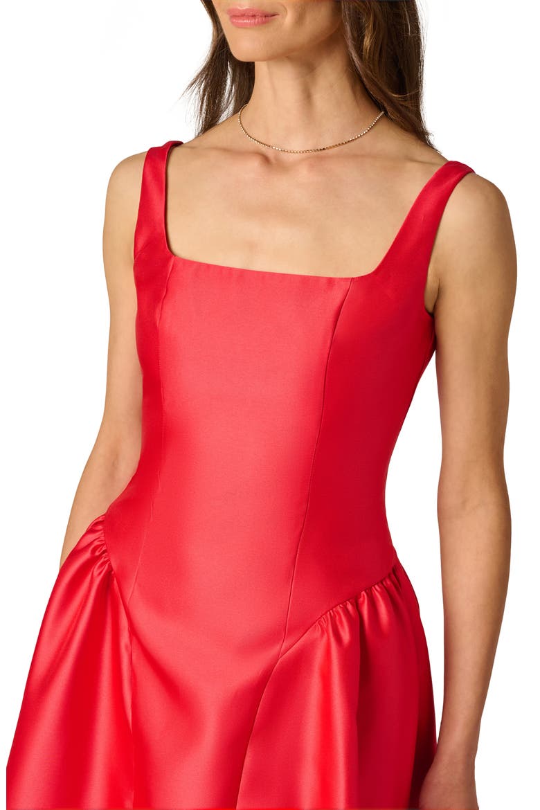 Shirred Mikado Cocktail Dress, Alternate, color, PERSIMMON