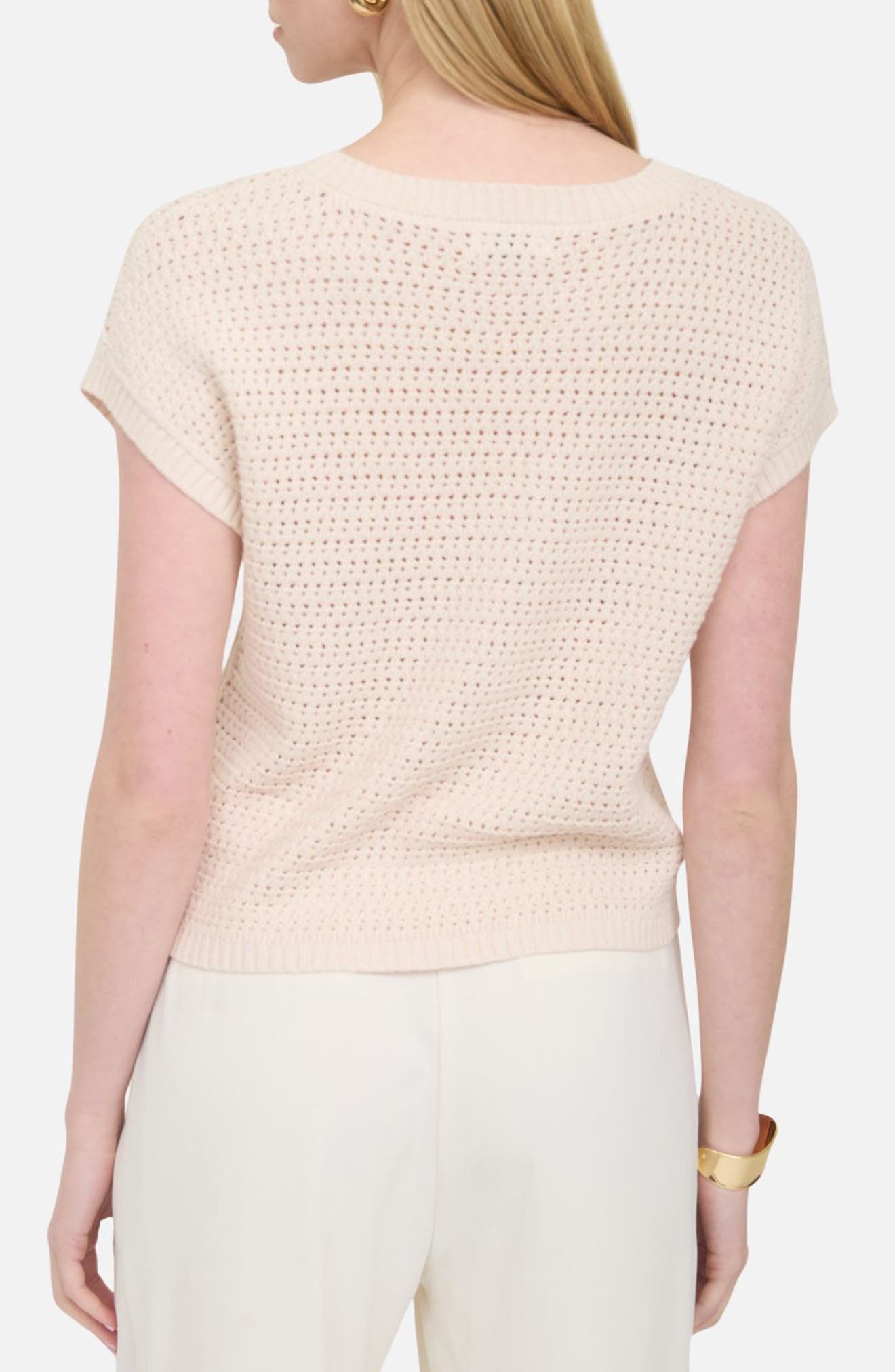 Open Knit Short Sleeve Sweater - image 4