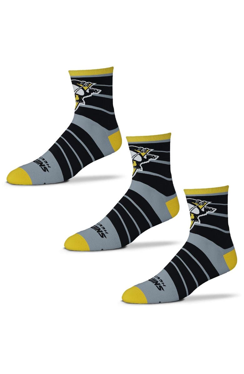 FOR BARE FEET Men's For Bare Feet Pittsburgh Penguins Three-Pack Quad Socks, Main, color, 