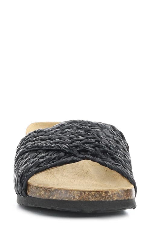Bos. & Co. Luni Crisscross Slide Sandal In Black Rafia