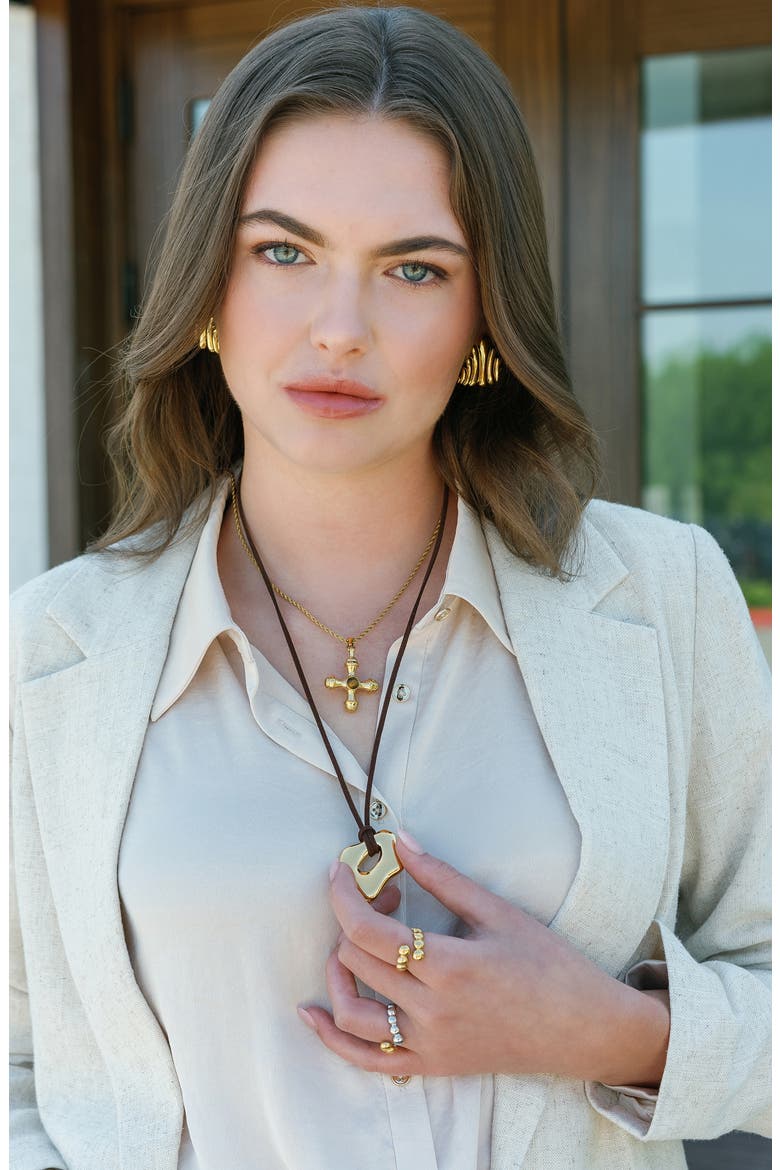 Polished Metallic Pendant Necklace, Alternate, color, GOLD