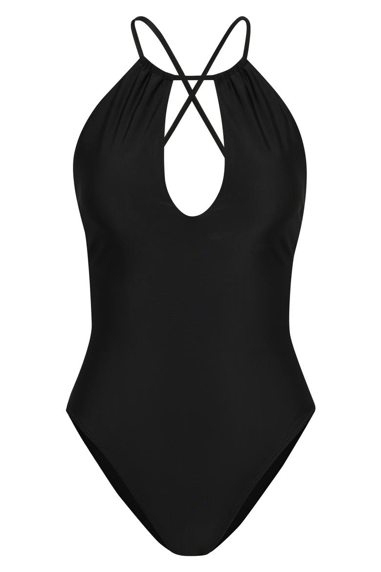 Belle Solid One-Piece Swimsuit, Alternate, color, BLACK