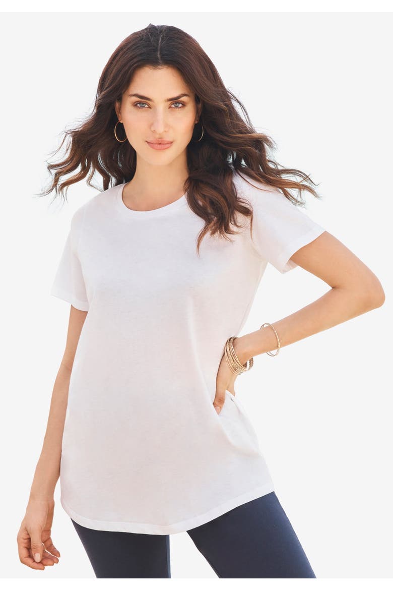Plus Size Cotton Ultimate Crewneck Tee, Alternate, color, RASPBERRY