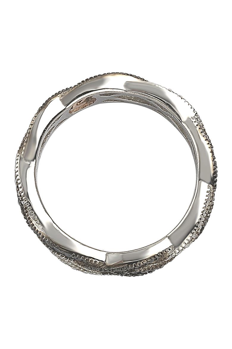 Sterling Silver Pave Sapphire & CZ Scalloped Band Ring, Alternate, color, BLUE