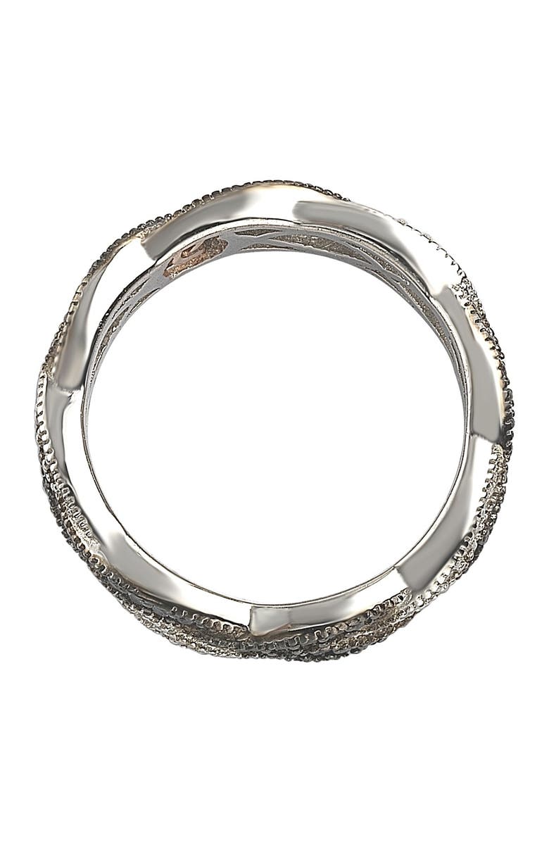 SUZY LEVIAN Sterling Silver Pave Sapphire & CZ Scalloped Band Ring, Alternate, color, Chocolate