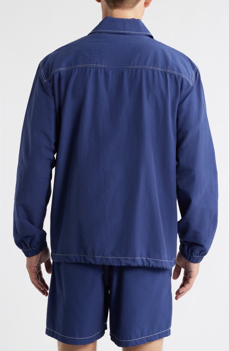 Brooklyn Industries Loose Fit Cotton & Nylon Snap-Up Jacket, Alternate, color, Medieval Blue