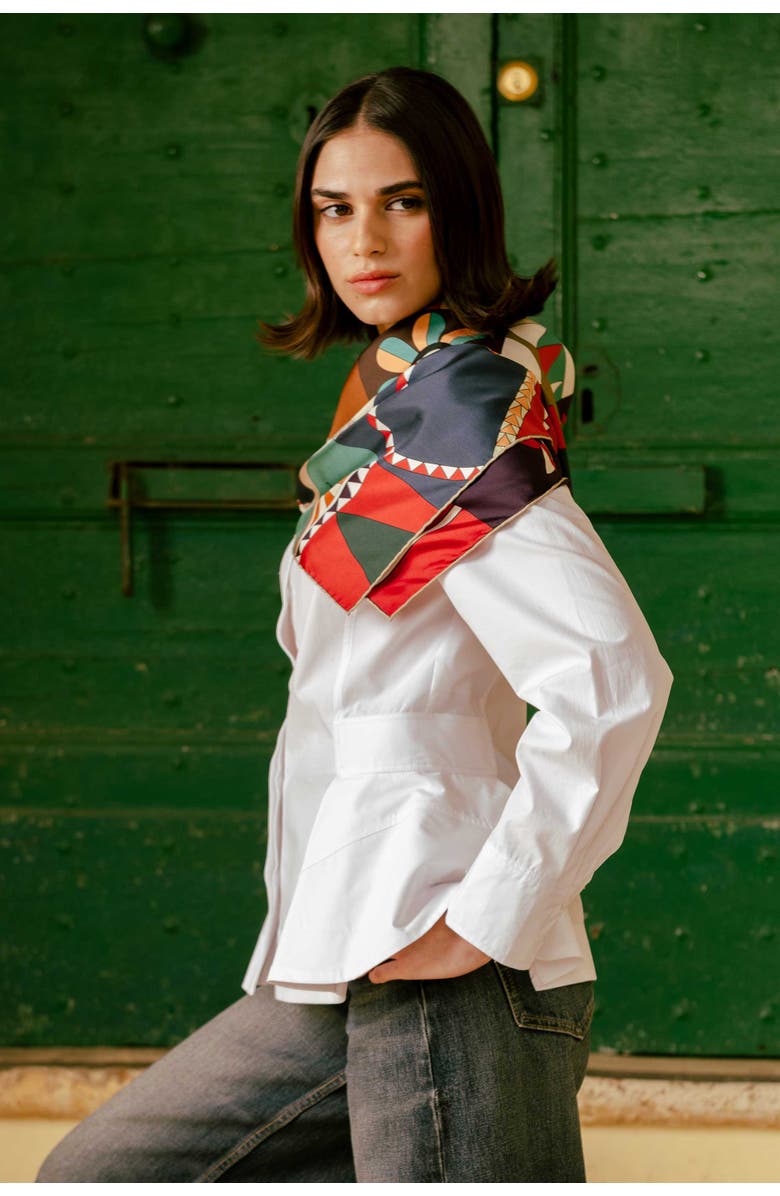 Elizabetta Parisian Carnival - Silk Foulard, Alternate, color, Chocolate