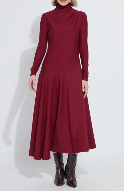 Yaritza Asymmetric Long Sleeve Maxi Dress