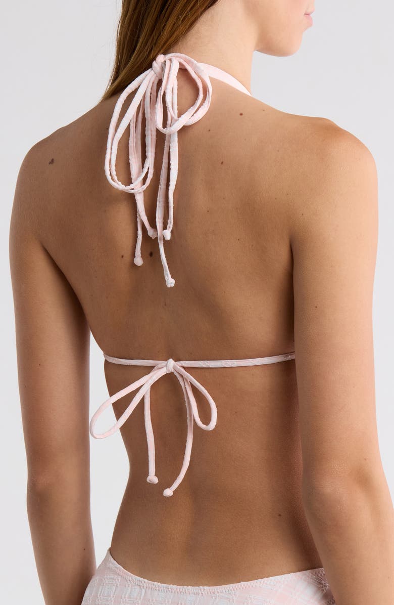 PacSun Erica Plaid Triangle Bikini Top, Alternate, color, Light Pink White Plaid