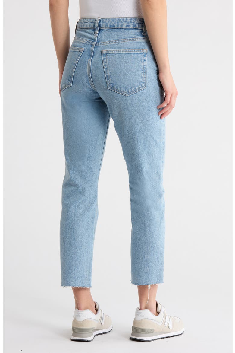 Mid Rise Raw Hem Straight Leg Jeans, Alternate, color, BLEACH