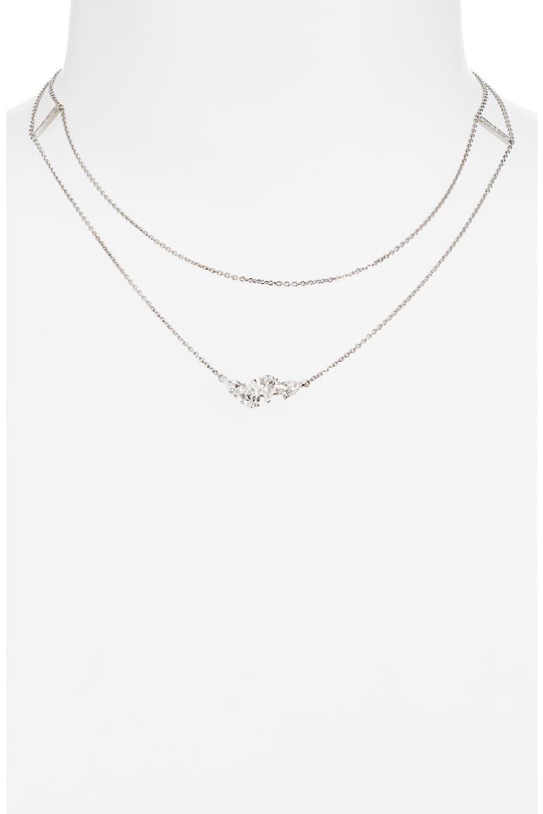 Serti Sur Vide Diamond Layered Necklace, Alternate, color, WHITE GOLD