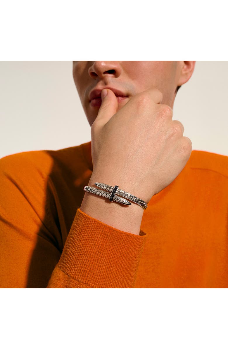 John Hardy Spear Flex Cuff, Sterling Silver, Gemstones, Alternate, color, Silver/ Black