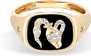 Adina Reyter Aquarius Ceramic & Diamond Pavé Signet Ring