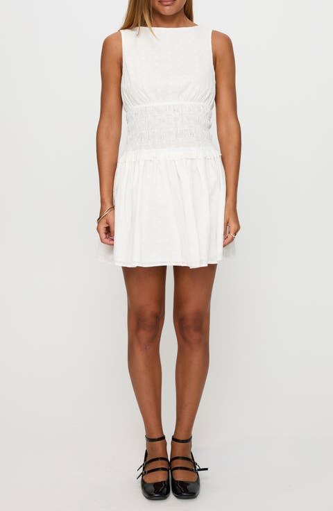 Yennifer Eyelet Smocked Cotton Mini Sundress