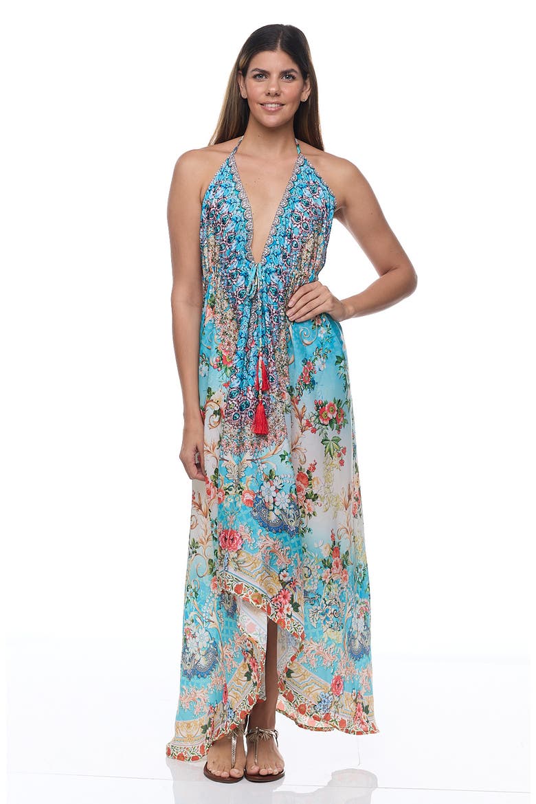 Halter Maxi Dress, Alternate, color, BLUE