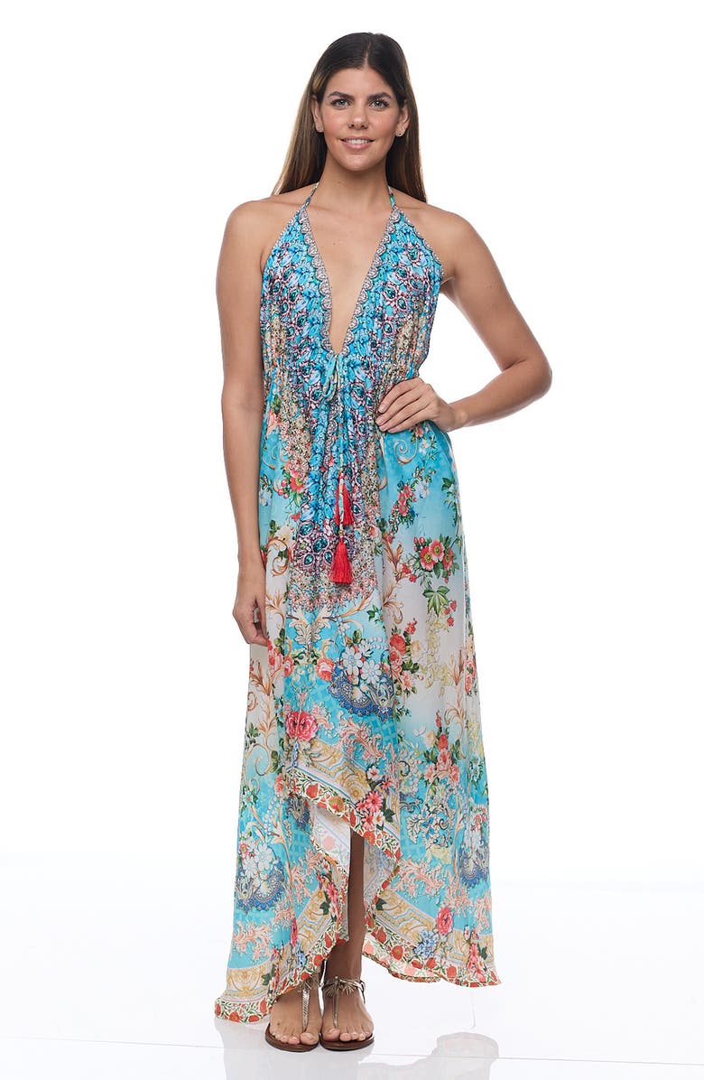 RANEES Halter Maxi Dress, Alternate, color, Blue