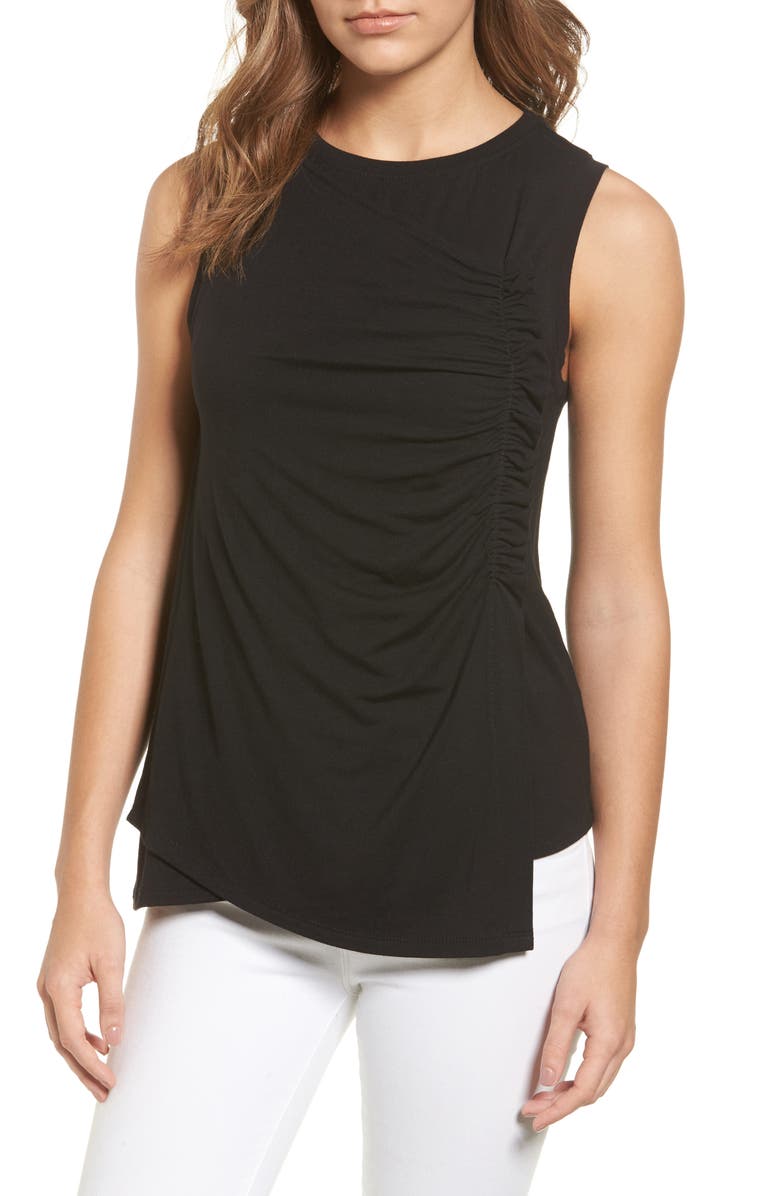 Halogen<sup>®</sup> Ruched Drape Front Tank, Main, color,