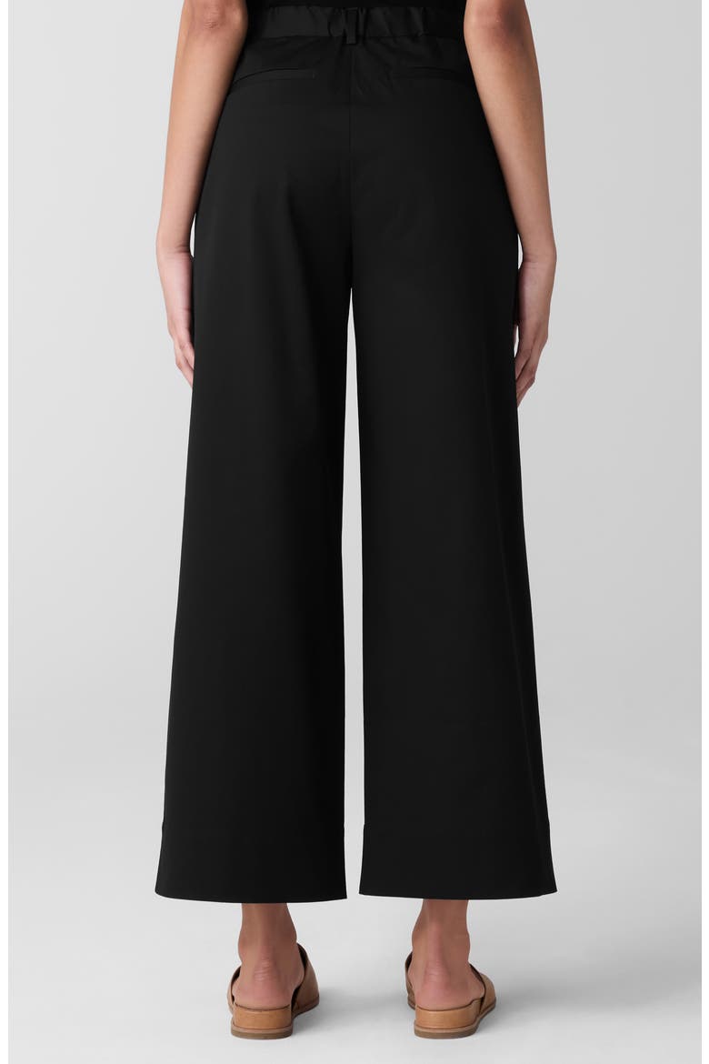 High Waist Stretch Organic Cotton Ankle Wide Leg Pants, Alternate, color, BLACK