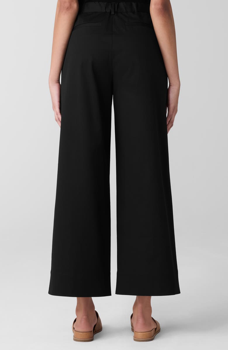 Eileen Fisher High Waist Stretch Organic Cotton Ankle Wide Leg Pants, Alternate, color, Black