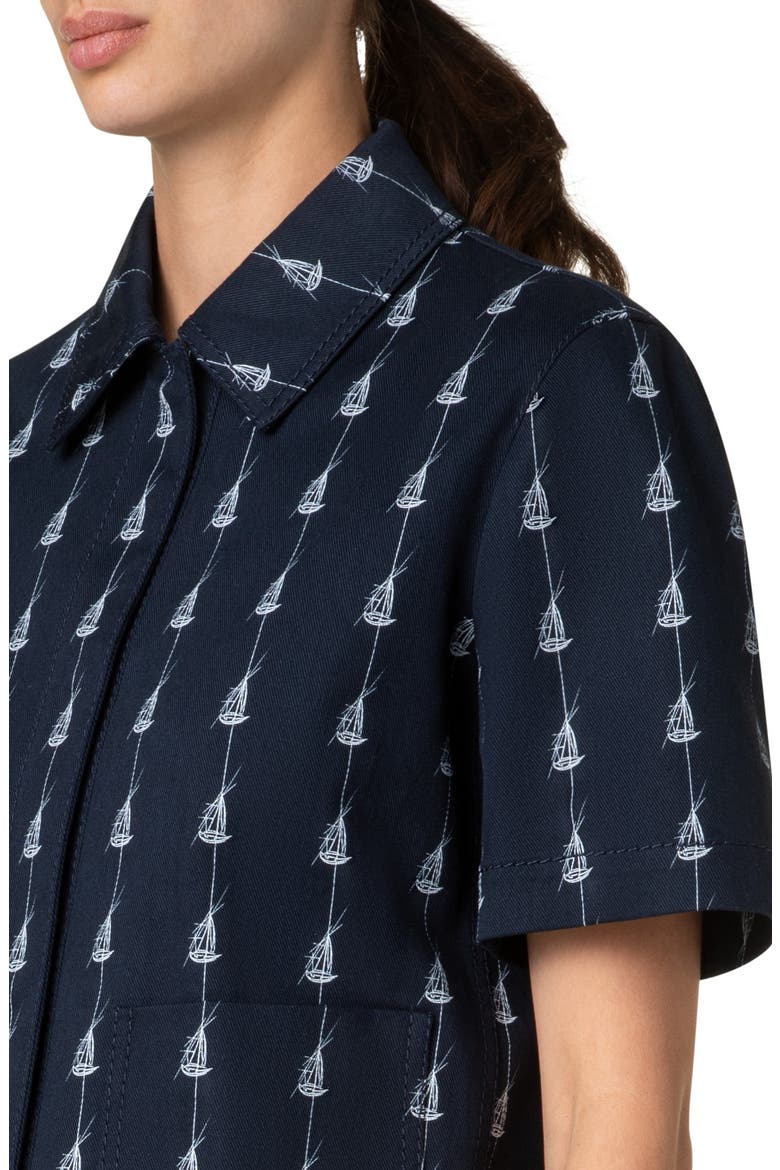 Sailboat Pinstripe Short Sleeve Crop Jacket, Alternate, color, NAVY