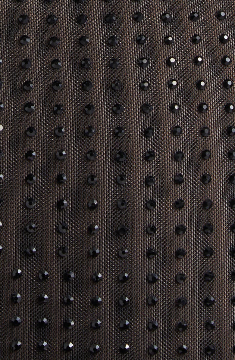 Area Crystal Hotfix Mesh Minidress, Alternate, color, Black