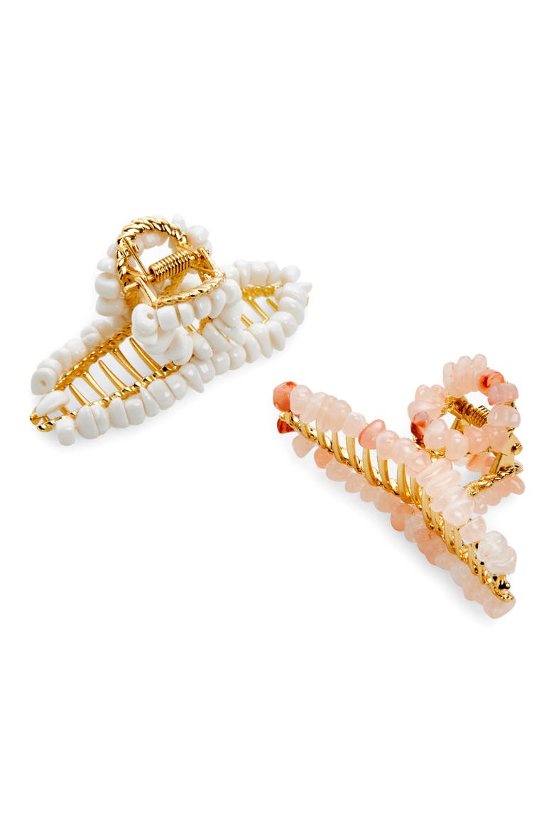 Set of 2 Roxy Assorted Jaw Hair Clips, Main, color, PINK/ CREAM