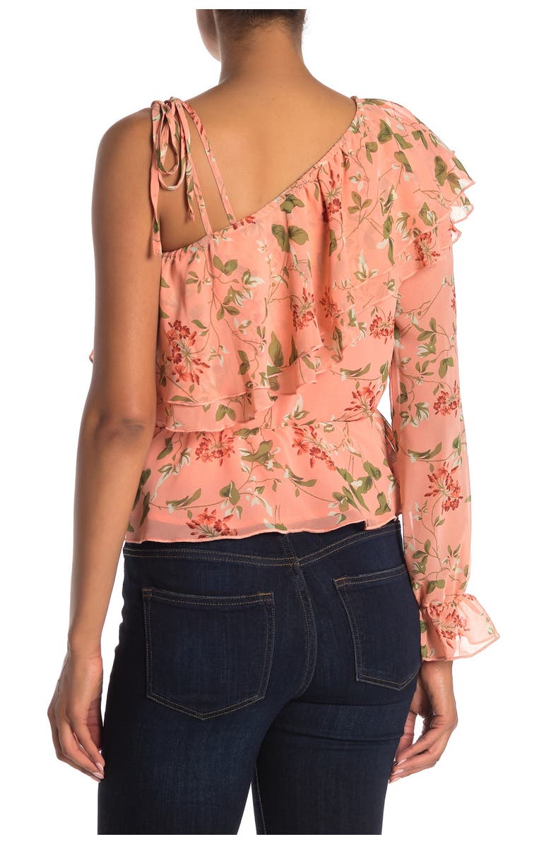 Endless Rose Floral Ruffled One Sleeve Blouse, Alternate, color, 