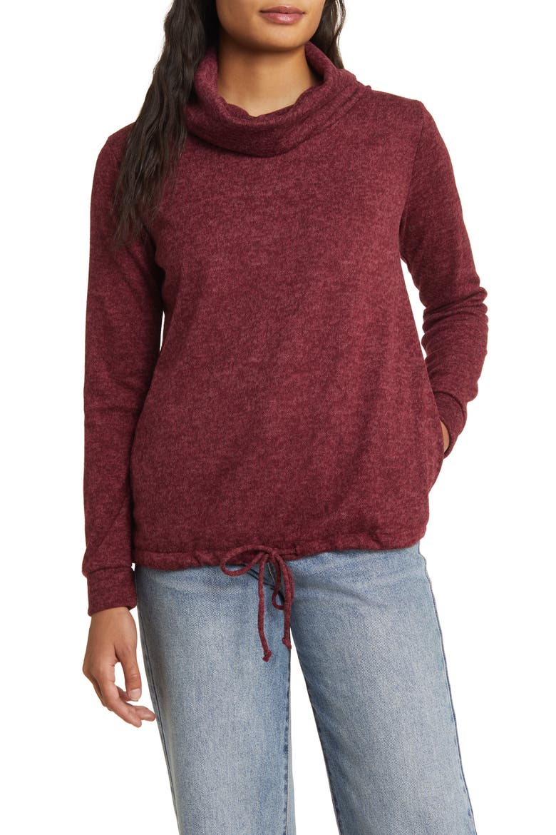 Cowl Neck Knit Top, Main, color, BURGUNDY
