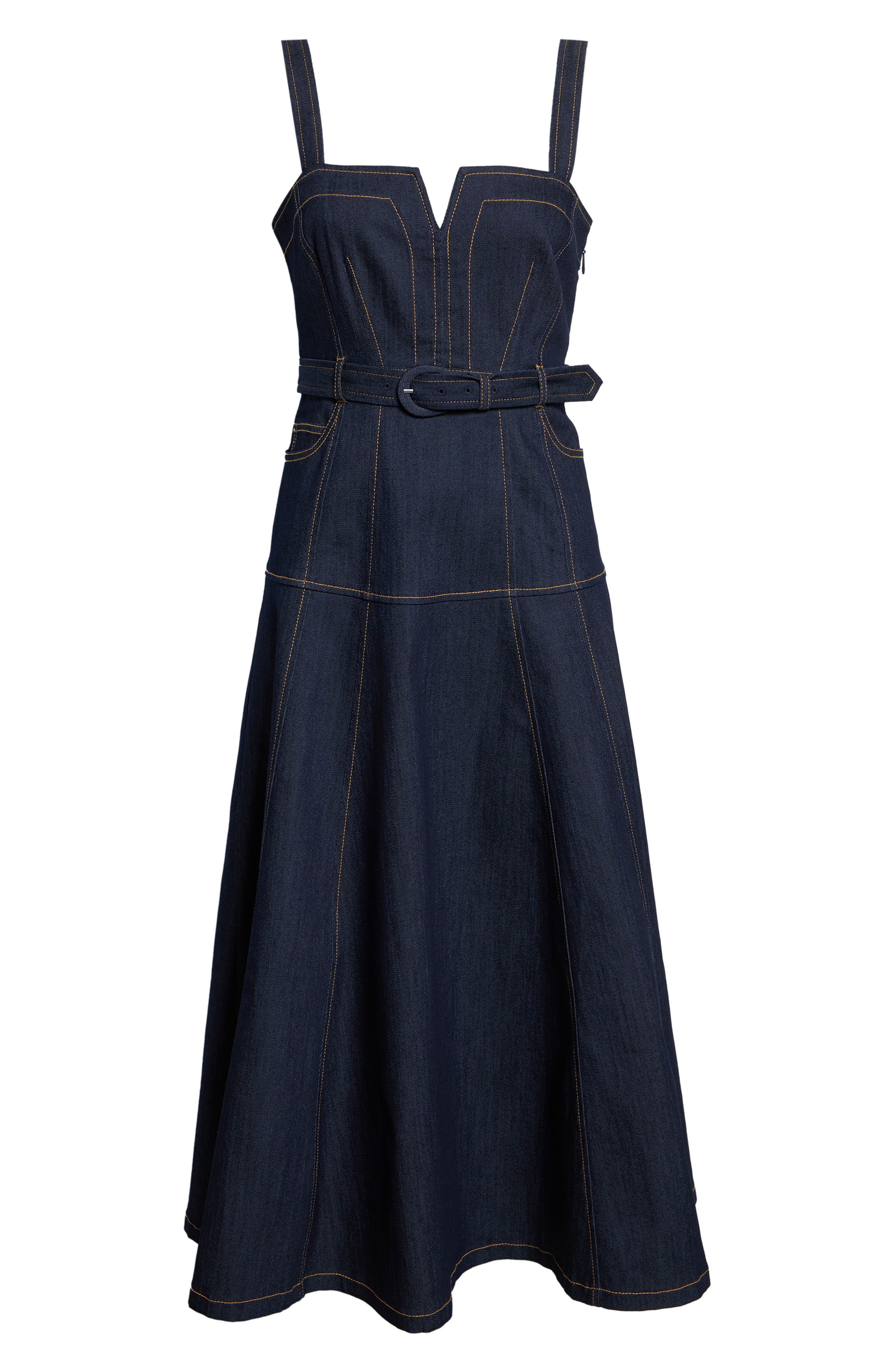 Cinq à Sept Women's Tina Belted Stretch Denim Midi Sundress - Blue