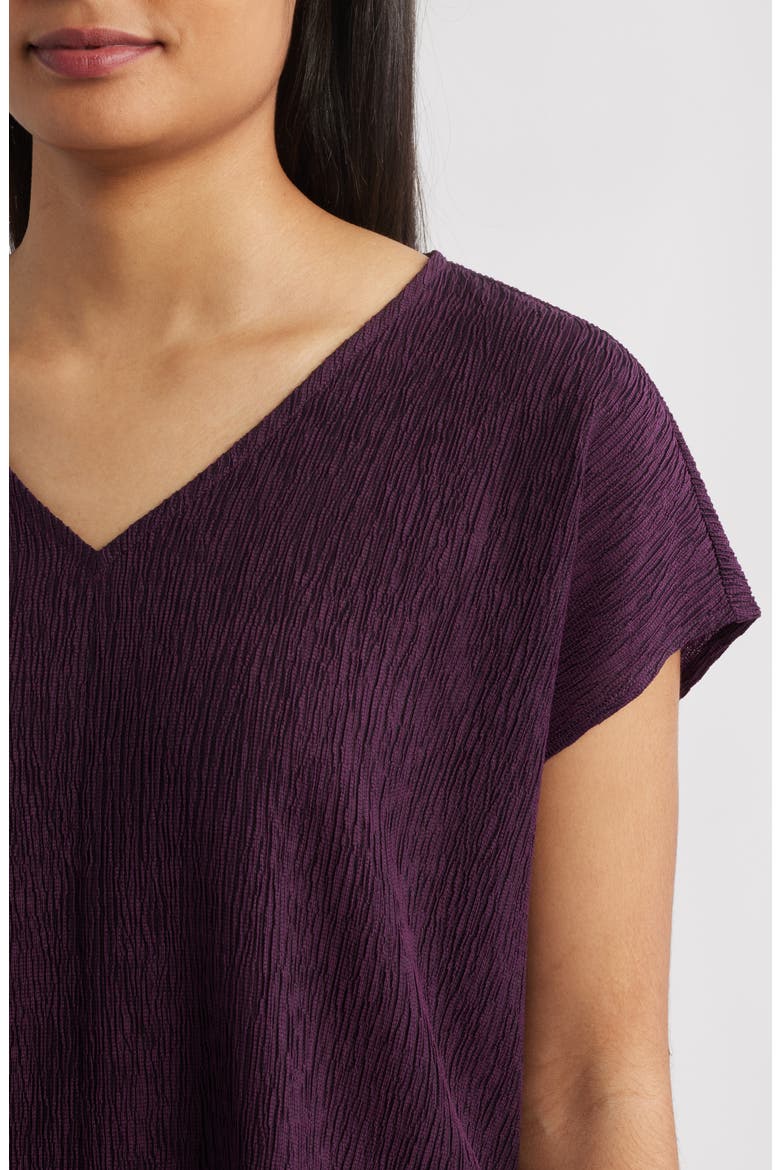 Crinkled V-Neck Boxy Top, Alternate, color, BLACKBERRY