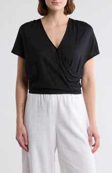 Elan Surplice Neck Cover-Up Crop Top