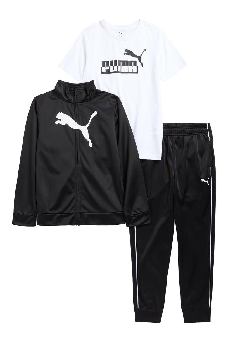 Kids' Tricot Track Jacket, T-Shirt & Joggers Set, Main, color, BLACK