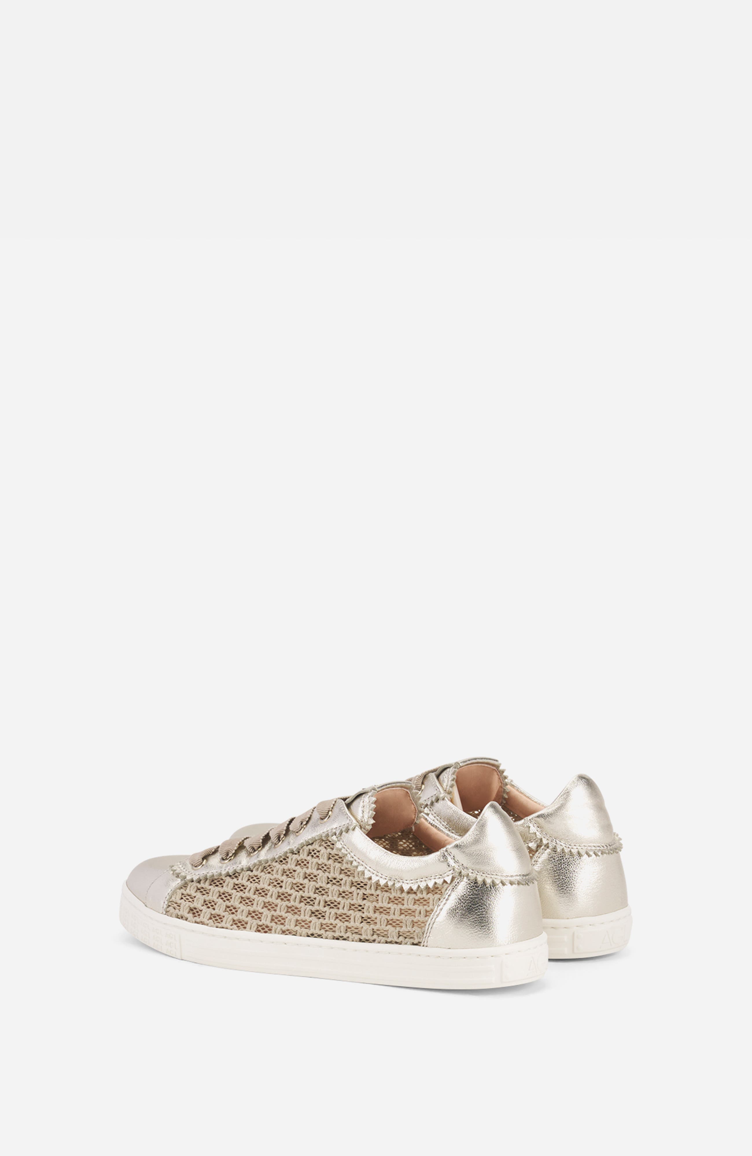 AGL Sade Plots Sneaker with Woven Texture, Alternate, color, Platinum Leather