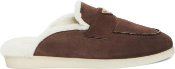 フラットシューズ Re-Nylon Shearling-lined Mules Prada Re-Nylon Shearling-lined Mules - Runway Catalog