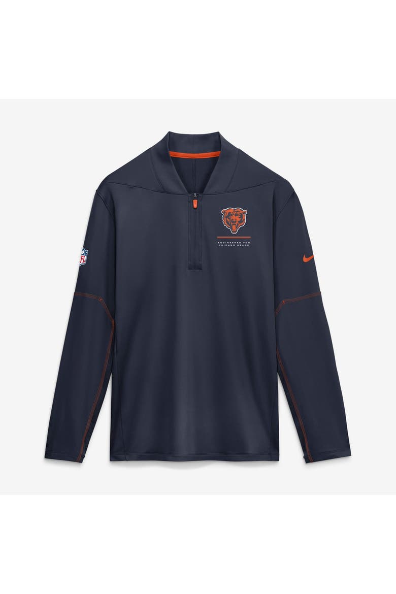 Men's Nike Navy Chicago Bears Sideline Logo Glory Midweight Dri-FIT Half-Zip Pullover, Main, color, Navy