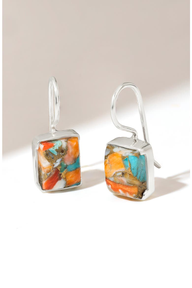 Semiprecious Stone Drop Earrings, Alternate, color, ORANGE